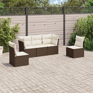 5-Delige Loungeset Met Kussens Poly Rattan