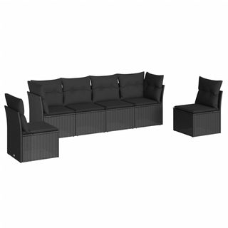 6-Delige Loungeset Met Kussens Poly Rattan