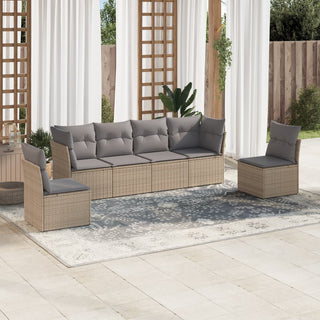 6-Delige Loungeset Met Kussens Poly Rattan