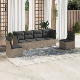 6-Delige Loungeset Met Kussens Poly Rattan