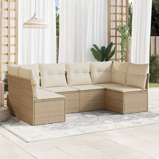 6-Delige Loungeset Met Kussens Poly Rattan