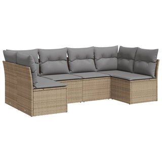 6-Delige Loungeset Met Kussens Poly Rattan