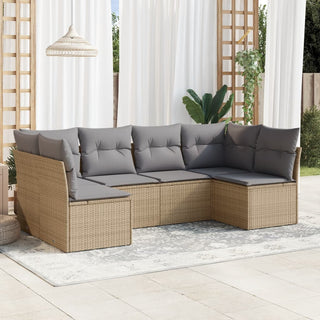 6-Delige Loungeset Met Kussens Poly Rattan