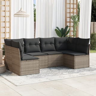 6-Delige Loungeset Met Kussens Poly Rattan