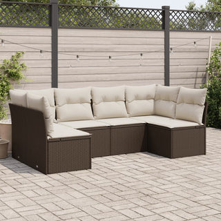 6-Delige Loungeset Met Kussens Poly Rattan