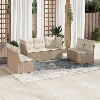 7-Delige Loungeset Met Kussens Poly Rattan