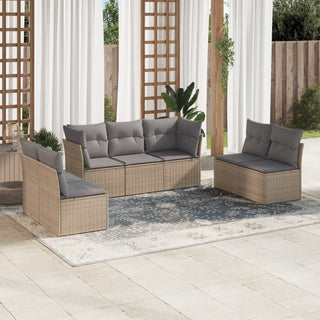 7-Delige Loungeset Met Kussens Poly Rattan