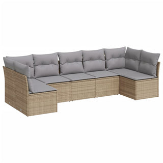 7-Delige Loungeset Met Kussens Poly Rattan