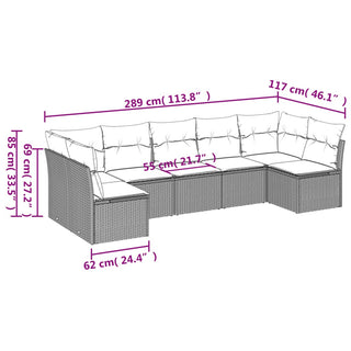 7-Delige Loungeset Met Kussens Poly Rattan