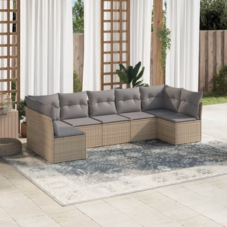 7-Delige Loungeset Met Kussens Poly Rattan