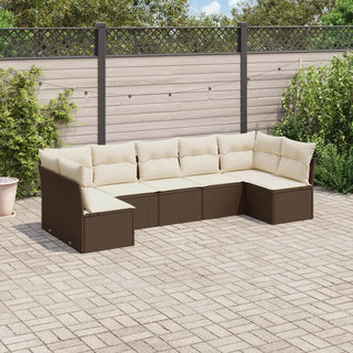 7-Delige Loungeset Met Kussens Poly Rattan