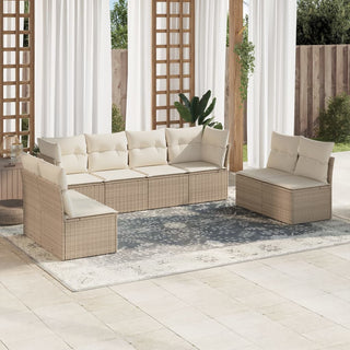 8-Delige Loungeset Met Kussens Poly Rattan