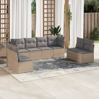 8-Delige Loungeset Met Kussens Poly Rattan