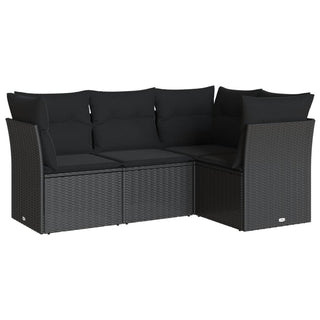 4-Delige Loungeset Met Kussens Poly Rattan