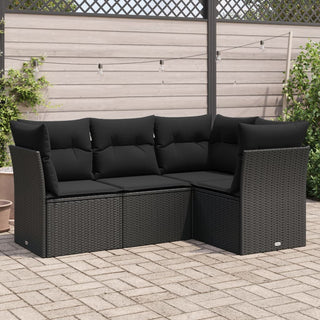 4-Delige Loungeset Met Kussens Poly Rattan