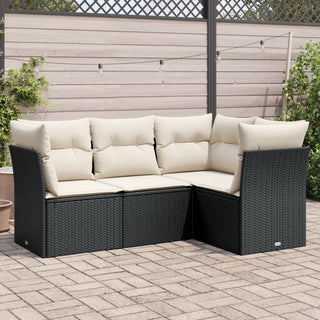 4-Delige Loungeset Met Kussens Poly Rattan