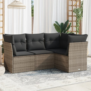 4-Delige Loungeset Met Kussens Poly Rattan