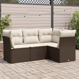 4-Delige Loungeset Met Kussens Poly Rattan