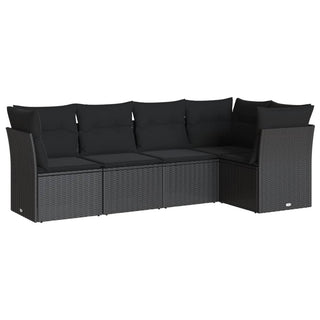 5-Delige Loungeset Met Kussens Poly Rattan