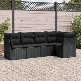 5-Delige Loungeset Met Kussens Poly Rattan