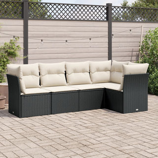 5-Delige Loungeset Met Kussens Poly Rattan