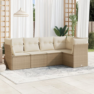 5-Delige Loungeset Met Kussens Poly Rattan