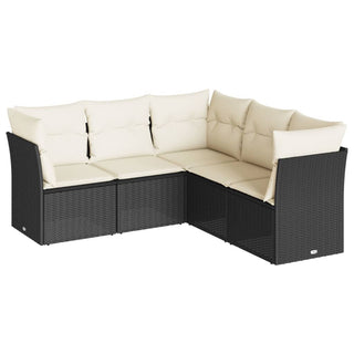 5-Delige Loungeset Met Kussens Poly Rattan