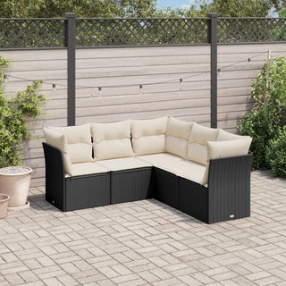 5-Delige Loungeset Met Kussens Poly Rattan