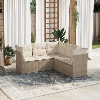 5-Delige Loungeset Met Kussens Poly Rattan