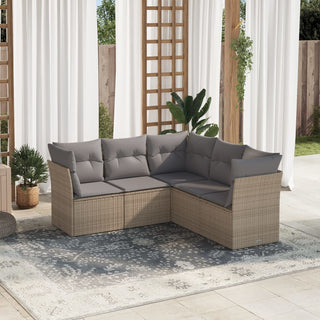 5-Delige Loungeset Met Kussens Poly Rattan