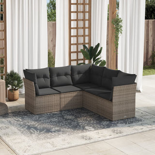 5-Delige Loungeset Met Kussens Poly Rattan