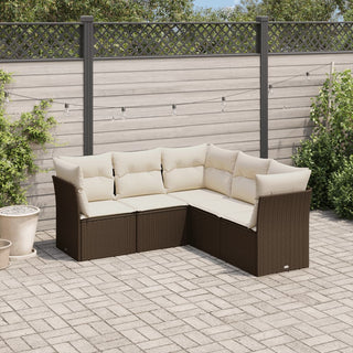 5-Delige Loungeset Met Kussens Poly Rattan