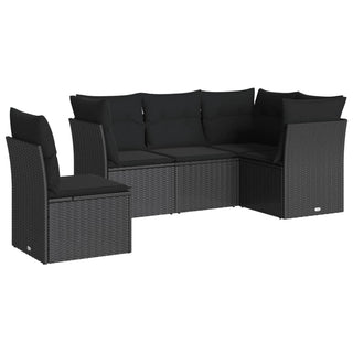 5-Delige Loungeset Met Kussens Poly Rattan