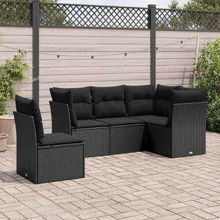 5-Delige Loungeset Met Kussens Poly Rattan