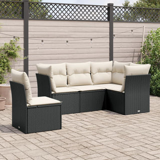 5-Delige Loungeset Met Kussens Poly Rattan