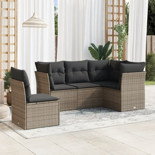 5-Delige Loungeset Met Kussens Poly Rattan