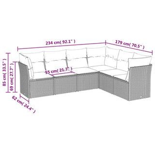 6-Delige Loungeset Met Kussens Poly Rattan