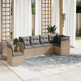 6-Delige Loungeset Met Kussens Poly Rattan