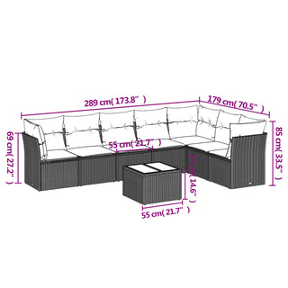 8-Delige Loungeset Met Kussens Poly Rattan