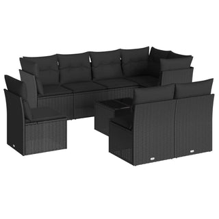 9-Delige Loungeset Met Kussens Poly Rattan