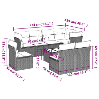 9-Delige Loungeset Met Kussens Poly Rattan