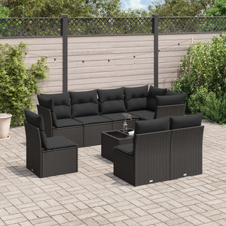 9-Delige Loungeset Met Kussens Poly Rattan