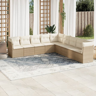 9-Delige Loungeset Met Kussens Poly Rattan