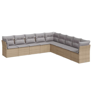 9-Delige Loungeset Met Kussens Poly Rattan