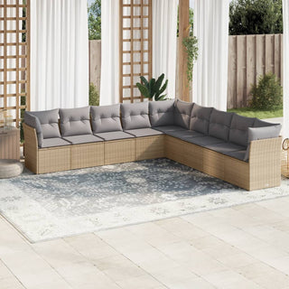 9-Delige Loungeset Met Kussens Poly Rattan