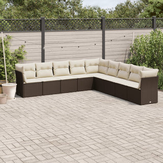 9-Delige Loungeset Met Kussens Poly Rattan