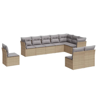 10-Delige Loungeset Met Kussens Poly Rattan