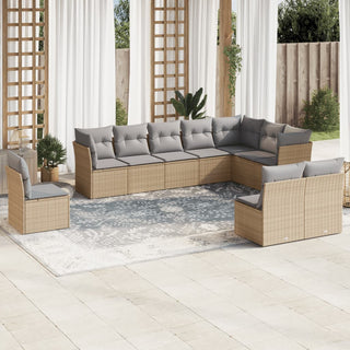 10-Delige Loungeset Met Kussens Poly Rattan