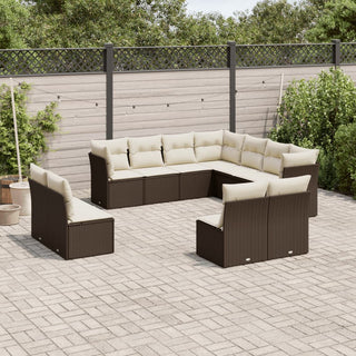 1 Loungeset Met Kussens Poly Rattan