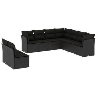 9-Delige Loungeset Met Kussens Poly Rattan